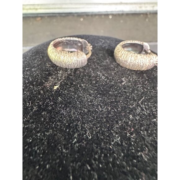 Vintage Wire Wrapped Sterling Silver Choker Necklace Hoop Earrings Set - Picture 3 of 9